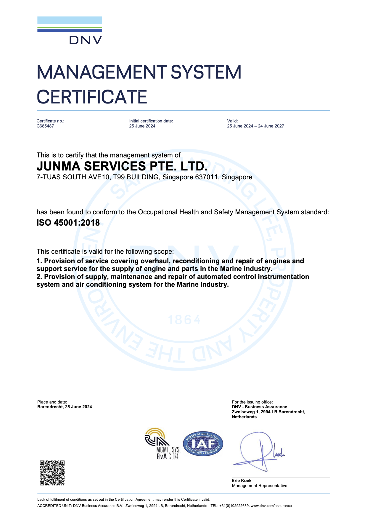 ISO 45001:2018 Certification (Occupational Health & Safety)